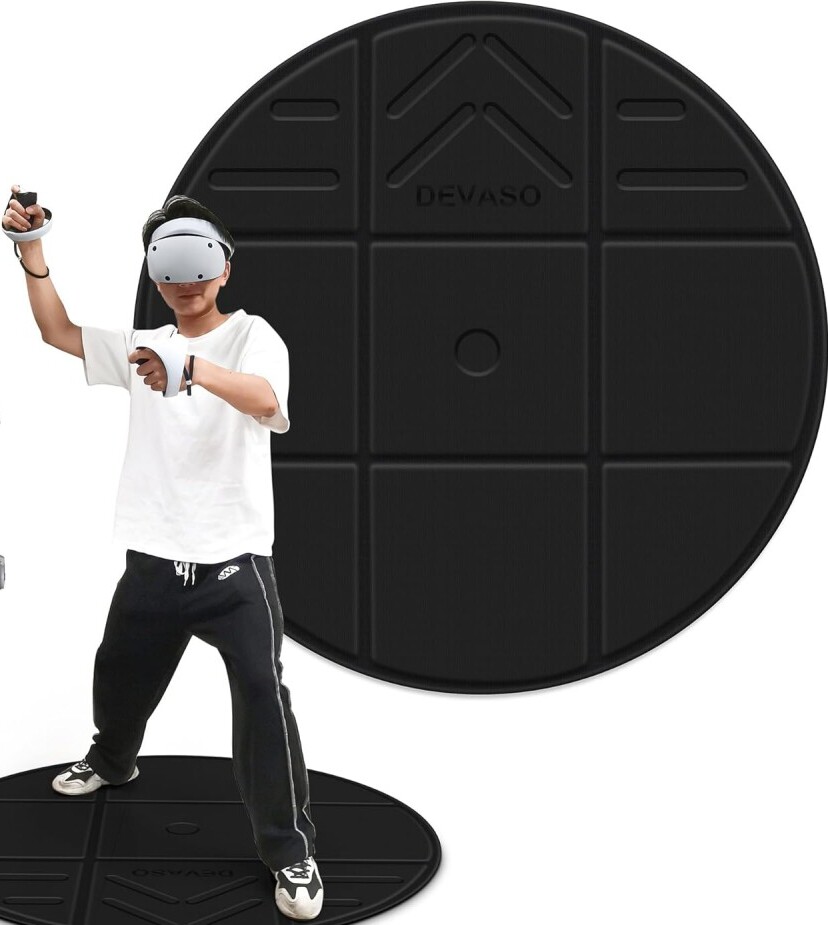  DEVASO Foldable VR Mat for Meta Quest 3S, Round Anti Fatigue Large Mat, Anti-slip and Comfortable Floor Mat, Virtual Reality Accessories